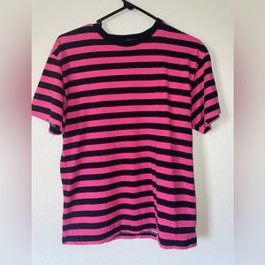 Pink and black striped t-shirt